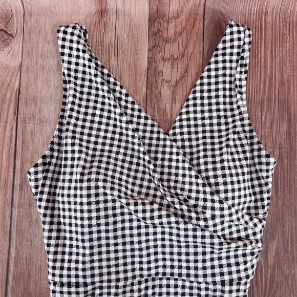 NWT Lands End Womens Size 12 Black White Gingham Swim Dress Bathing Suit - Picture 6 of 16